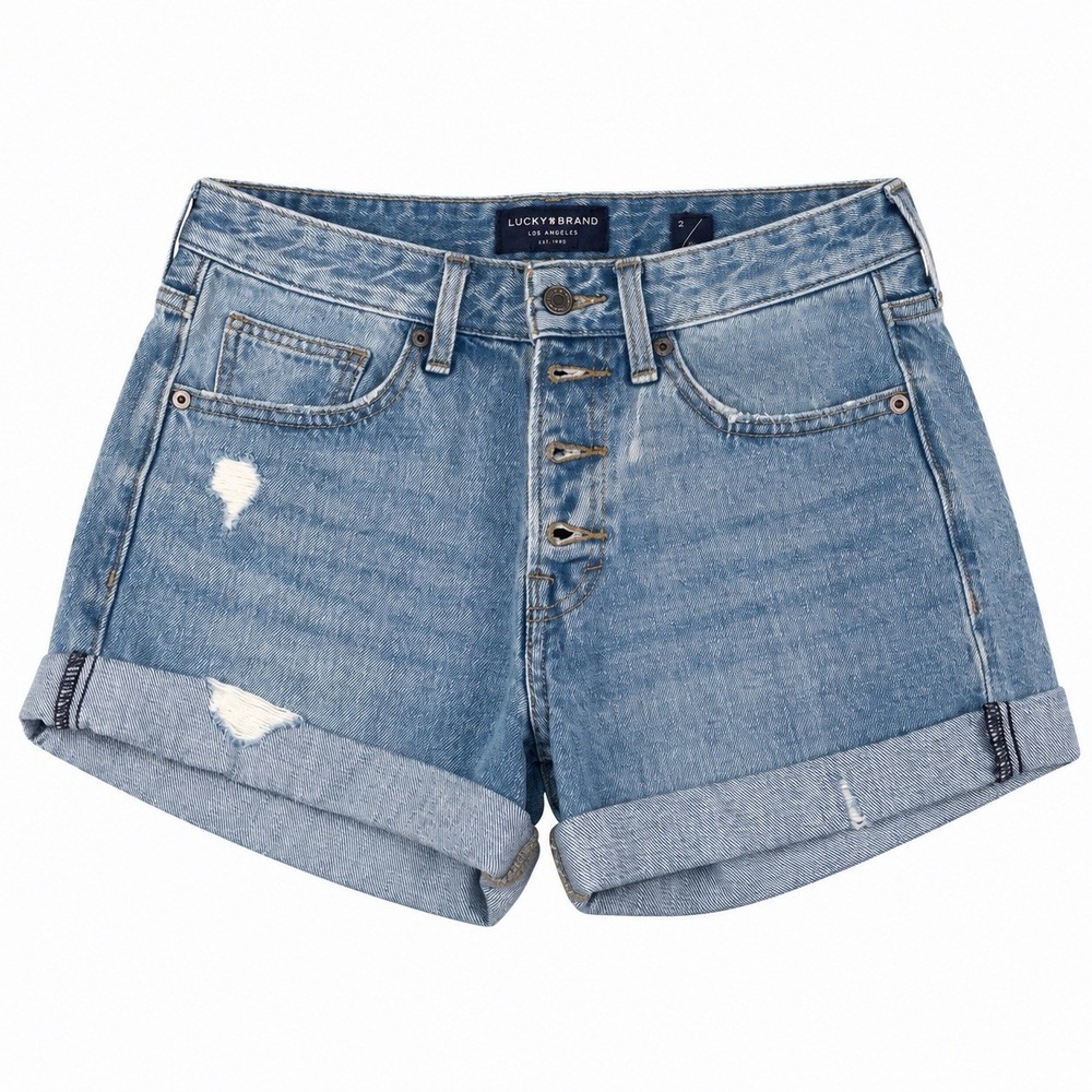 lucky brand boyfriend shorts cuffed button fly 2/26